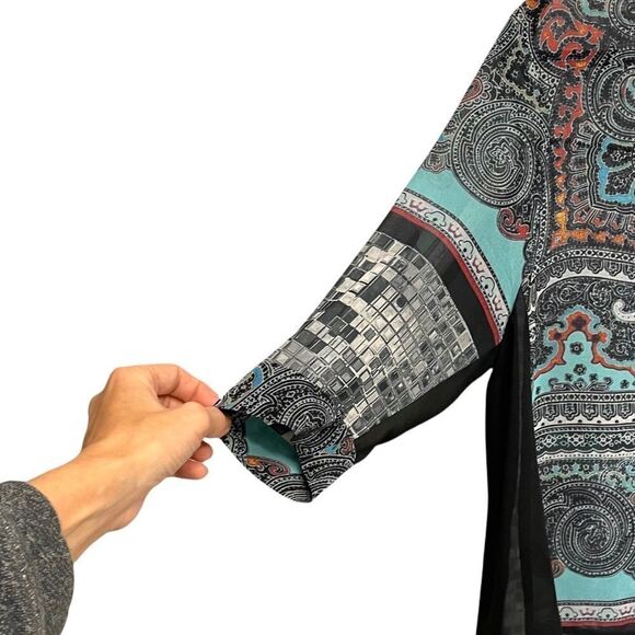 CLOVER CANYON Blue Oversized Crew Neck Blouse Print Wide Sleeves - Picture 2 of 5